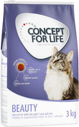Produktbild von Concept for Life Beauty Adult Katzenfutter für Langhaarkatzen zur Unterstützung von Haut, Fell und Haarballen 3 kg - 3 kg