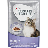 Produktbild von Concept for Life Beauty Katzenfutter Sensitive Stückchen in Sauce für Adult 48 x 85 g - 48 x 85 g