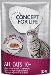 Produktbild von Concept for Life Katzen Nassfutter Senior Stückchen in Soße 12 x 85 g mit niedrigem Phosphorgehalt ohne Zucker und Konservierungsstoffe - 48 x 85 g
