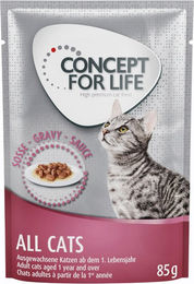 Produktbild von Concept for Life Katzenfutter für erwachsene Katzen Stückchen in Sauce Sparpaket 48 x 85 g - 48 x 85 g