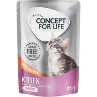 Produktbild von Concept for Life Kitten Nassfutter Lachs Stückchen in Soße getreidefrei 12 x 85 g - 12 x 85 g