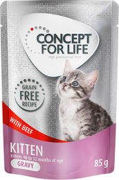 Produktbild von Concept for Life Kitten Nassfutter Rind Stückchen in Soße getreidefrei 24 x 85 g - 24 x 85 g