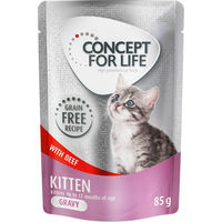 Produktbild von Concept for Life Kitten Nassfutter Rind Stückchen in Soße getreidefrei 48 x 85 g - 48 x 85 g