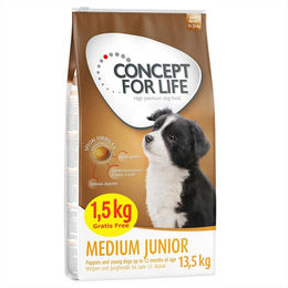 Produktbild von Concept for Life Medium Puppy & Junior Hundetrockenfutter Lachs 13,5 kg