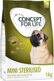 Produktbild von Concept for Life Mini Sterilised Trockennahrung für erwachsene Katzen getreidefrei mit hohem Fleischanteil 1 kg