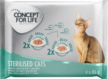 Produktbild von Concept for Life Probierpaket für ausgewachsene Katzen Sterilisiert Huhn Sensitive 4 x 85 g - 4 x 85 g