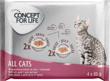 Produktbild von Concept for Life Probierpaket für Katzen Adult Sensitive Huhn Stückchen in Sauce 4 x 85 g - 4 x 85 g