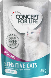 Produktbild von Concept for Life Sensitive Cats Katzenfutter Lamm mit Huhn in Soße getreidefrei 12 x 85 g
