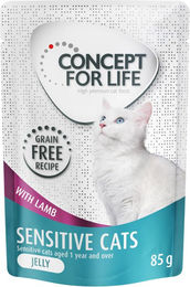 Produktbild von Concept for Life Sensitive Katzen Nassfutter mit Lamm in Gelee getreidefrei Adult 48 x 85 g - 48 x 85 g