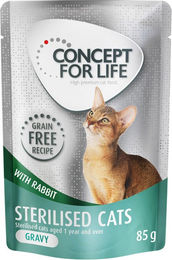 Produktbild von Concept for Life Sterilised Cats Adult Katzenfutter Kaninchen in Sauce getreidefrei 12 x 85 g