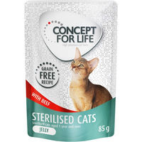 Produktbild von Concept for Life Sterilised Cats Adult Katzenfutter mit Rind in Gelee getreidefrei 12 x 85 g - 12 x 85 g