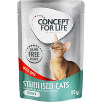 Produktbild von Concept for Life Sterilised Cats Adult Katzenfutter mit Rind in Soße getreidefrei 12 x 85 g - 12 x 85 g