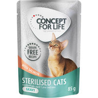 Produktbild von Concept for Life Sterilised Cats Adult Lachs Stückchen in Sauce getreidefrei 12 x 85 g - 24 x 85 g