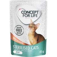 Produktbild von Concept for Life Sterilised Cats Lachs getreidefrei Stückchen in Gelee für erwachsene Katzen 12 x 85 g - 12 x 85 g