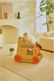 Coneko Katzenklettergerüst mit Kratzbrett und Trolley-Design aus Naturmaterialien – Bild 1 von 1