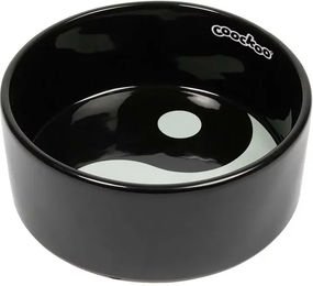 Produktbild von Coockoo Futternapf für Hunde aus Keramik in Schwarz-Weiß Yinyang Design Größe M