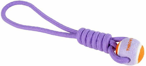 Coockoo Hundespielzeug Ball mit Seilschlaufe Lila Orange – Bild 1 von 6