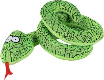 Coockoo Hundespielzeug Reggie Grüne Schlange aus robustem Oxford-Gewebe mit Quietscher und Plüsch – Bild 1 von 5