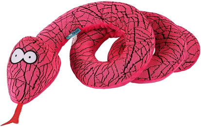 Coockoo Hundespielzeug Reggie Rosa Bunte Schlange aus robustem Oxford-Gewebe mit Quietscher – Bild 1 von 5