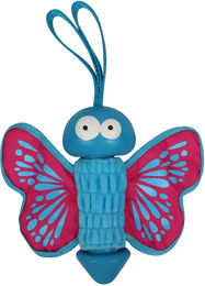Coockoo Hundespielzeug Schmetterling aus Gummi und Oxford-Stoff in Blau Rosa Türkis – Bild 1 von 5