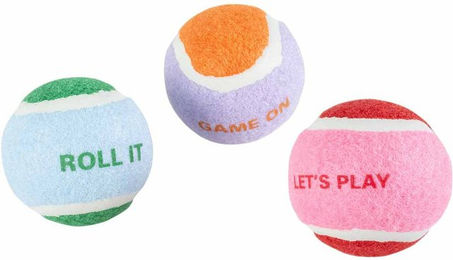 Coockoo Hundespielzeug Set aus 3 bunten Tennisbällen aus Filz – Bild 1 von 4