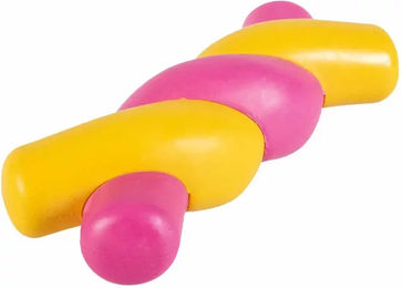 Coockoo Hundespielzeug Twisted S'mores Kauspielzeug aus Gummi Gelb/Rosa – Bild 1 von 6