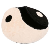 Produktbild von Coockoo Katzenkorb Zen Zone Katzenkissen aus Plüsch Schwarz Weiß 60 x 60 x 2 cm