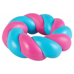 Coockoo Mallow Ring Kauspielzeug aus Gummi für Hunde in Rosa Blau Bunt – Bild 1 von 11
