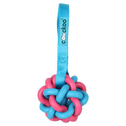 Produktbild von Coockoo Zed Hundespielzeug aus Gummi mit 6 Ringen zur Zahnpflege in Blau Rosa Bunt
