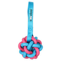 Produktbild von Coockoo Zed Hundespielzeug aus Gummi mit 6 Ringen zur Zahnpflege in Blau Rosa Bunt