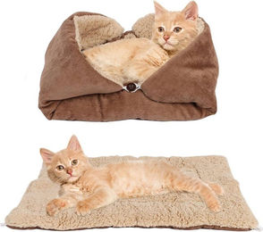 Coonoor 3 in 1 Tierbett für Katzen und Hunde aus Plüsch, waschbares Katzenkissen und Hundematte – Bild 1 von 2