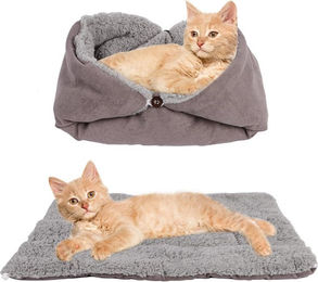Coonoor 3 in 1 Tierbett für Katzen und Hunde, Waschbare Plüsch Matte in Grau – Bild 1 von 3