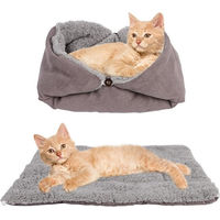 Produktbild von Coonoor 3 in 1 Tierbett für Katzen und Hunde, Waschbare Plüsch Matte in Grau