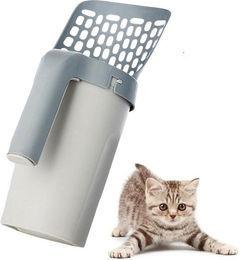 Coonoor Katzentoilette Zubehör Set mit Katzenstreuschaufel Halterung Abfallbehälter und Nachfüllbeuteln aus Kunststoff in Grau – Bild 1 von 3