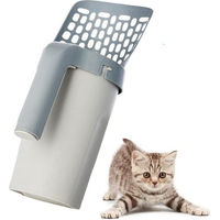 Produktbild von Coonoor Katzentoilette Zubehör Set mit Katzenstreuschaufel Halterung Abfallbehälter und Nachfüllbeuteln aus Kunststoff in Grau