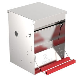 Cop sl Automatische Hühner Futterstation aus Edelstahl mit mechanischer Türöffnung 12 kg Kapazität Silber 30 x 30 x 41 cm – Bild 1 von 5