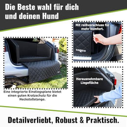 CopcoPet Autoschondecke für Hunde als Kofferraumschutz aus Kunstleder wasserabweisend Weiß/Schwarz – Bild 1 von 7