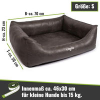Produktbild von CopcoPet Emma Orthopädisches Hundebett für kleine Hunde aus Kunstleder in Wildlederoptik Schwarz 70 x 55cm