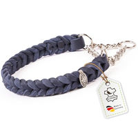 Produktbild von CopcoPet Erziehungshalsband aus Leder für kleine Hunde mit Zugstopp-Kette Marineblau 30–35cm x 20mm