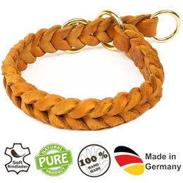 CopcoPet Erziehungshalsband für kleine Hunde aus braunem Leder mit Zugstopp und Messingring 25–30 cm – Bild 1 von 5