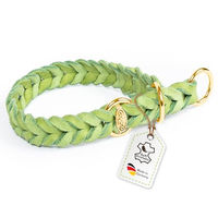 Produktbild von CopcoPet Erziehungshalsband für kleine Hunde aus Leder in Grün mit Zugstopp und Messingring 25–30 cm x 15 mm - 1 Stk.