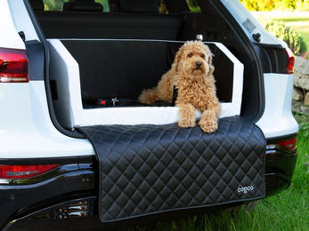 CopcoPet Hund Autositz Reisebett aus Kunstleder wasserabweisend Weiß/Schwarz – Bild 1 von 4