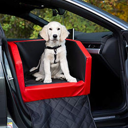 CopcoPet Hundeautositz Vordersitz als Hundebett und Autoschondecke aus wasserabweisendem Kunstleder in Mocca 55 x 55 x 38 cm – Bild 1 von 3