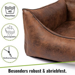 CopcoPet Hundebett Emma Orthopädisch für kleine Hunde aus Kunstleder in Wildlederoptik Braun Größe S – Bild 1 von 8