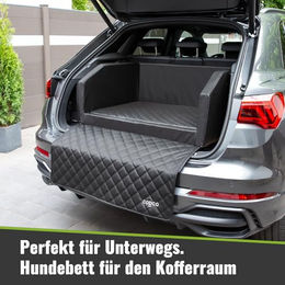 CopcoPet Hundebett für den Kofferraum aus Kunstleder Schwarz 100x80x38cm wasserabweisend und kratzfest – Bild 1 von 6