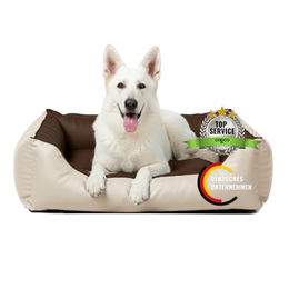 CopcoPet Hundebett für kleine Hunde aus Kunstleder als wendbares Hundekissen in Braun/Beige 70 x 55 cm – Bild 1 von 9