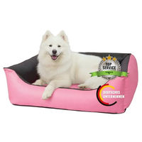 Produktbild von CopcoPet Hundebett für kleine Hunde aus Kunstleder als wendbares Hundekissen in Rosa/Grau 70 x 55 cm