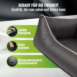 CopcoPet Hundebett für kleine Hunde aus Kunstleder Grau 70 x 55 cm Waschbares Wendebett mit erhöhtem Rand – Bild 1 von 7