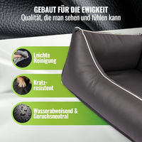 Produktbild von CopcoPet Hundebett für kleine Hunde aus Kunstleder Grau 70 x 55 cm Waschbares Wendebett mit erhöhtem Rand
