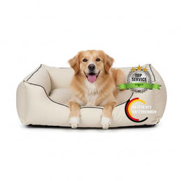 CopcoPet Hundebett für kleine Hunde aus Kunstleder in Beige 70 x 55 cm – Bild 1 von 8